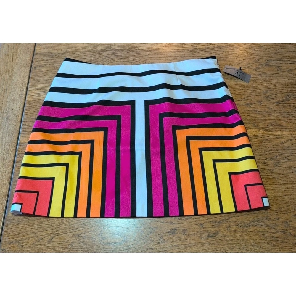 Worthington Womens Knee-Length Geometric Pink White Lined Skirt Sz 18 NWT